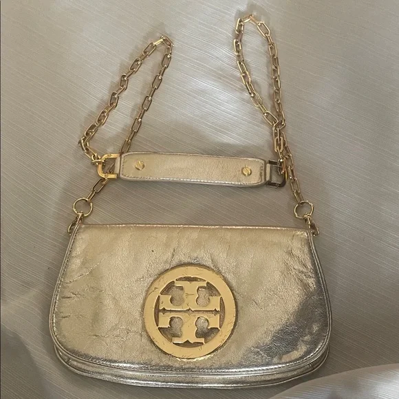 Tory Burch Metallic Gold Shoulder Bag - Picture 1 of 4